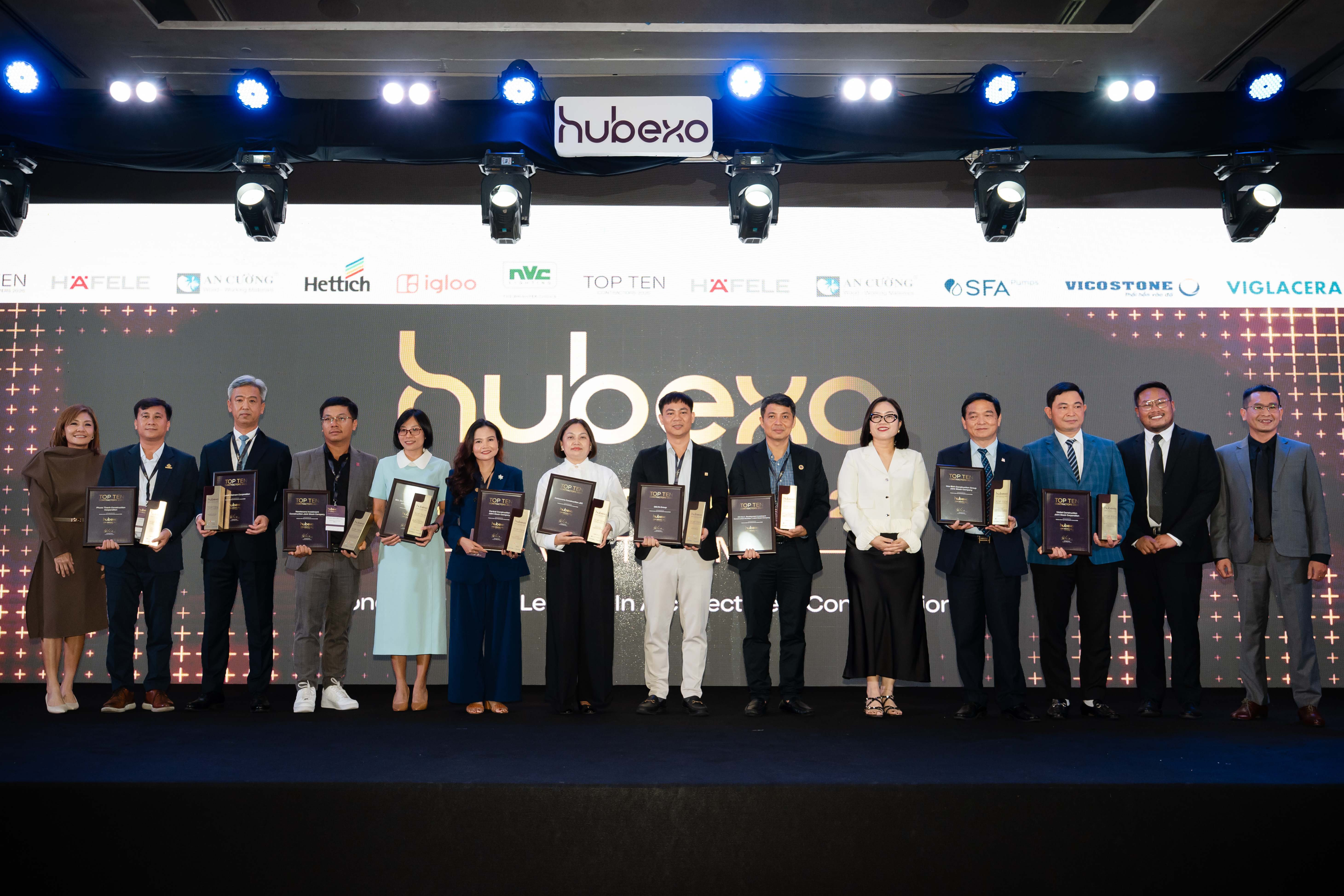 Các doanh nghiệp được vinh danh trong hạng mục Top 10 Contractors tại Hubexo Asia Awards 2026.
